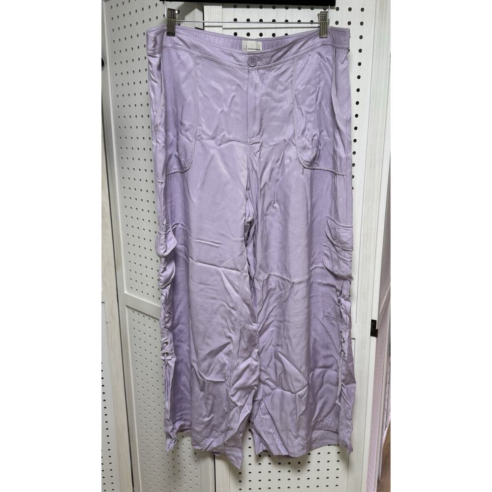 By Anthropologie Palazzo Utility Pants Cargo Wide Leg Lilac Purple Pull On Sz 18